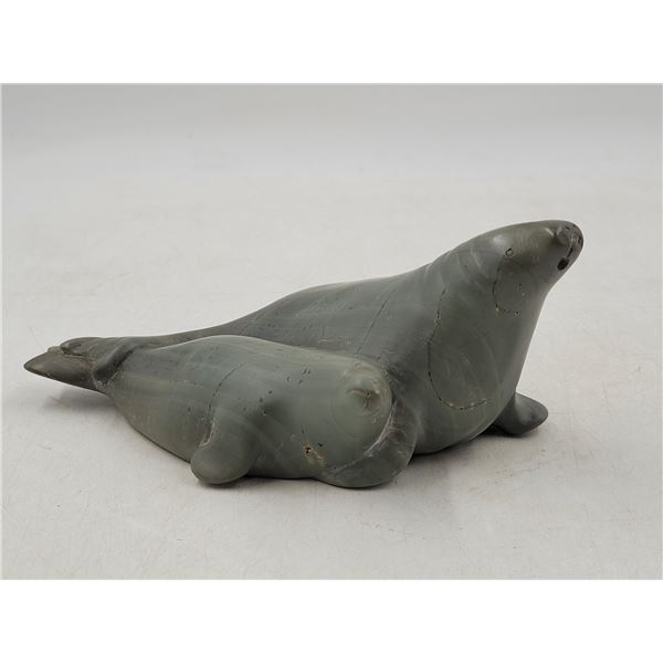 Carved Stone Seal Sculpture by Enoogo Made in Northwest Territories