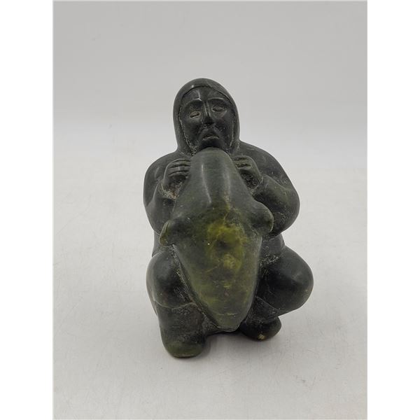 Artist Signed Carved Stone Inuit Sculpture