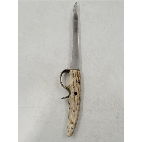 Antler-Handled Knife w/ Brass Accents