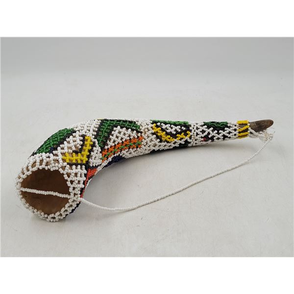 Hand-Beaded Zulu Medicine/Gun Powder Horn
