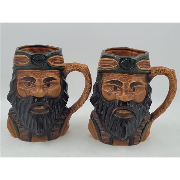 Pair of Double-Sided Ceramic Beer Mugs