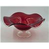Image 1 : Ruffled Ruby Red Pedestal Bowl