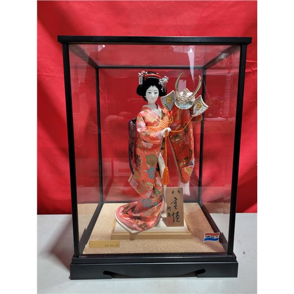 Japanese Yaegaki-Hime Doll in Display Case