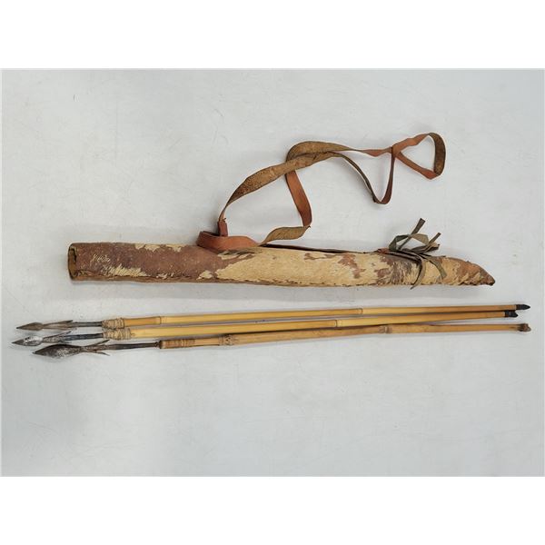 Handmade African Arrows & Animal Skin Quiver