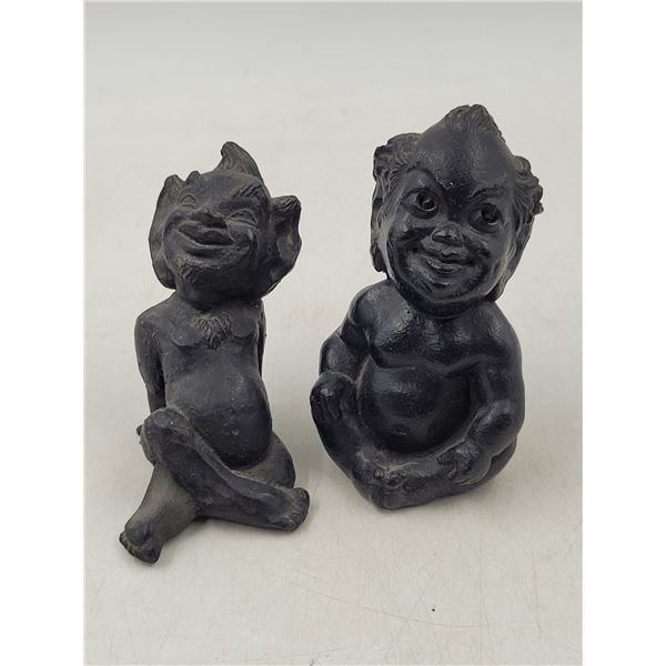 Pair of Hawaiian Menehune Lava Rock Figurines