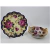 Image 1 : Hand-Painted Japanese Noritake Bowl & Ruffled Plate