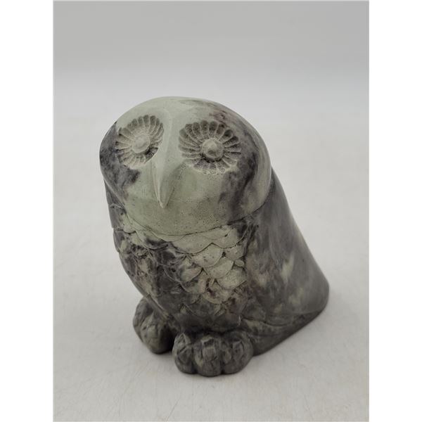 Hand-Carved Stone Owl Sculpture