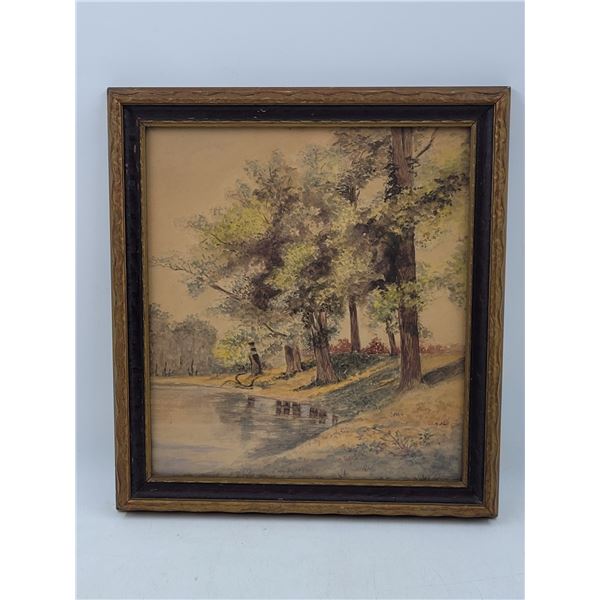 Framed & Signed Antique 1916 Watercolor Painting