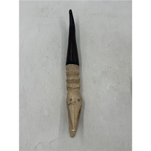 Hand-Carved African Alligator Horn Art