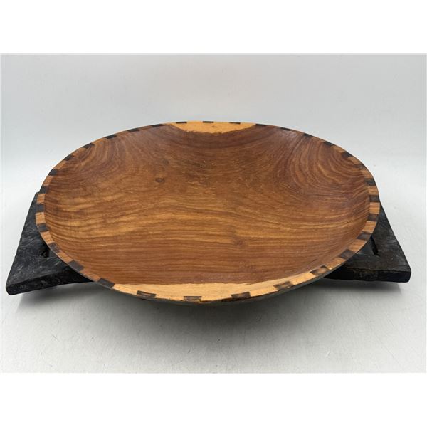 Handmade African Wooden Bowl w/ Handles