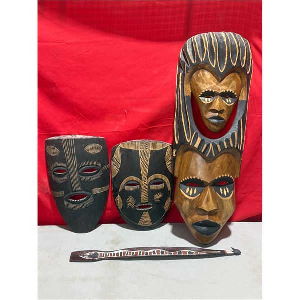 Lot of Hand-Carved African Wooden Wall Hangings