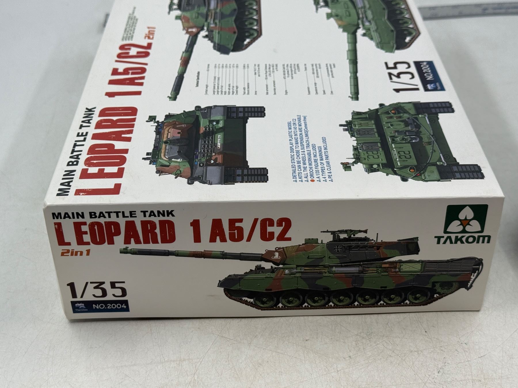 Unbuilt Takom Main Battle Tank Leopard 1 A5/C2 2-in1 1/35 Scale Model Kit