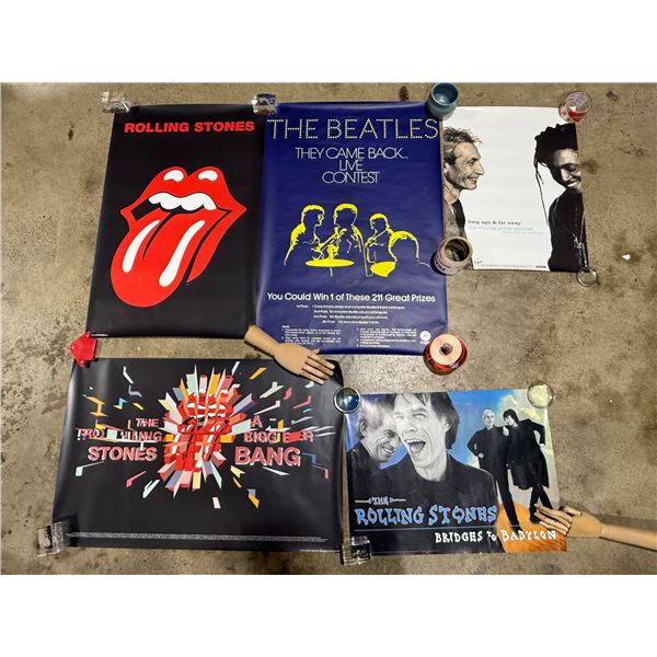 Lot of VTG Posters w/ The Rolling Stones, Charlie Watts, & The Beatles