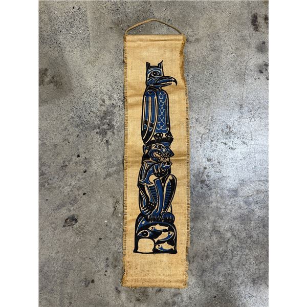 Burlap Indigenous Totem Pole Wall Hanging