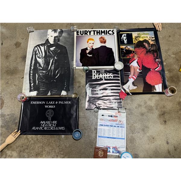 Lot of Assorted VTG Posters w/ The Beatles, Eurythmics, & More