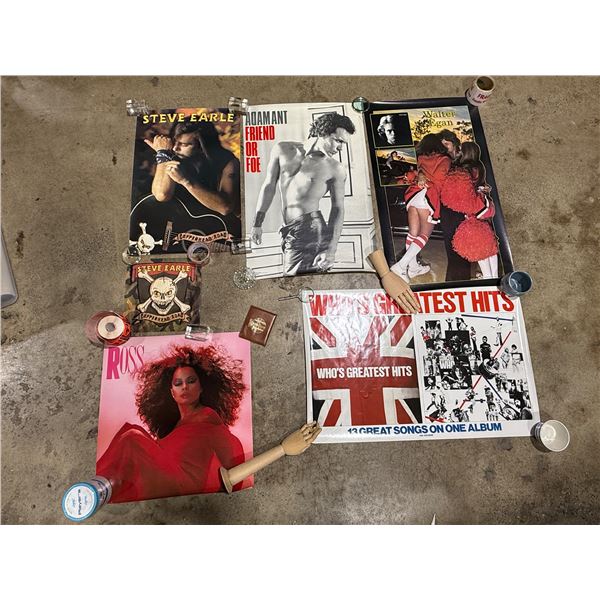 Lot of Assorted VTG Posters w/ The Who, Ross, & More