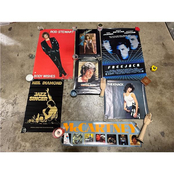 Lot of Assorted VTG Posters w/ Neil Diamond, Rod Stewart, & More