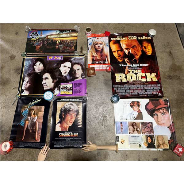 Lot of Assorted VTG Posters w/ The Rock Movie Poster, Staying Alive Movie Poster, & More
