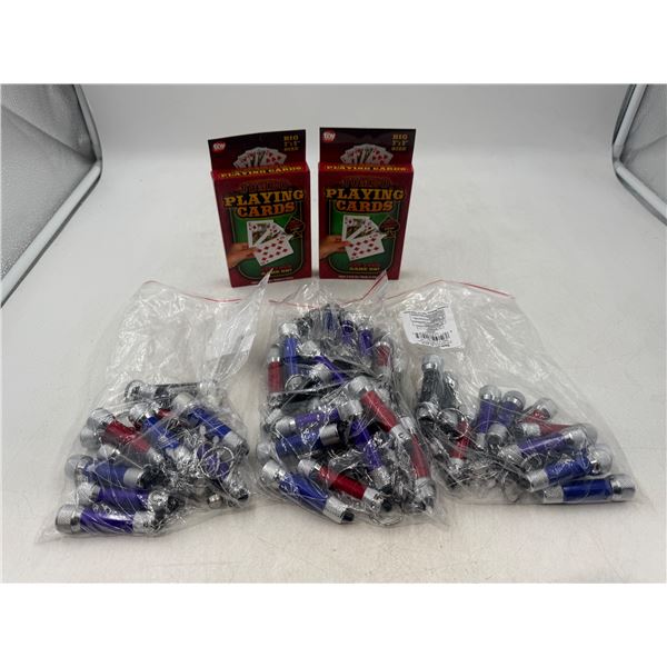 2 Packs of Jumbo Playing Cards & Mini Flashlights