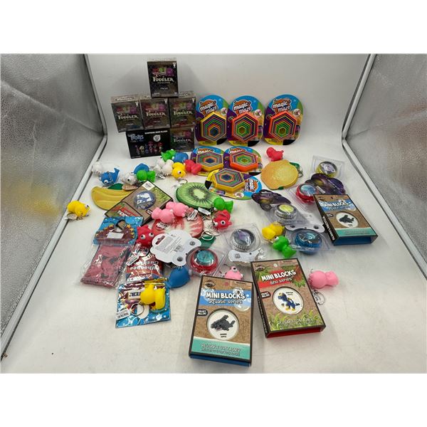 Lot of Assorted Children's Toys w/ Keychains, Magic Maze, Mini Blocks, & More