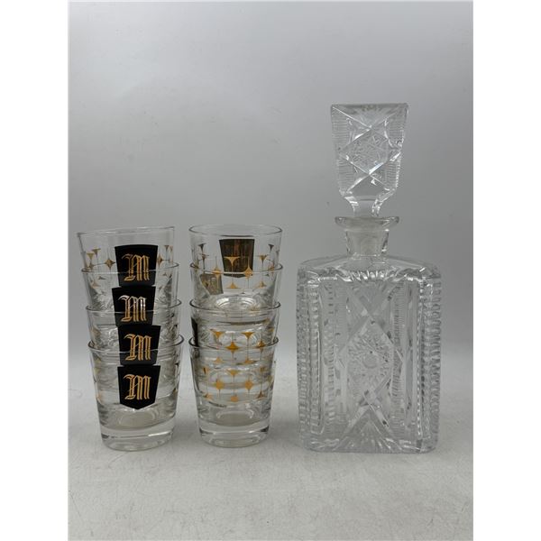 Pinwheel Crystal Decanter & Glasses