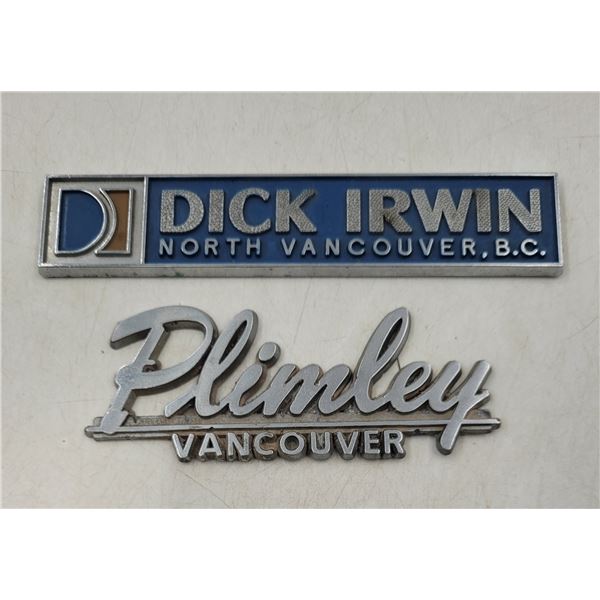 2 VTG Automotive Dealer Badges