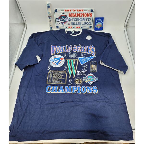 Toronto Blue Jays Lot w/ T-Shirt, Souvenir License Plate, & More
