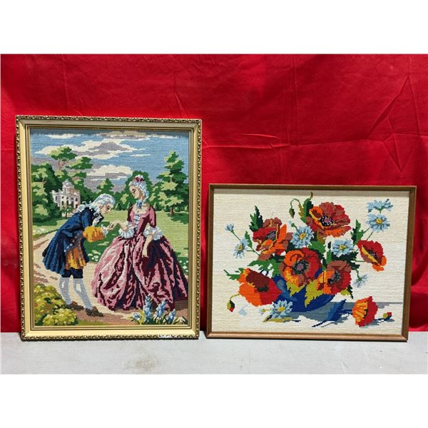 2 VTG Needlepoint Pieces
