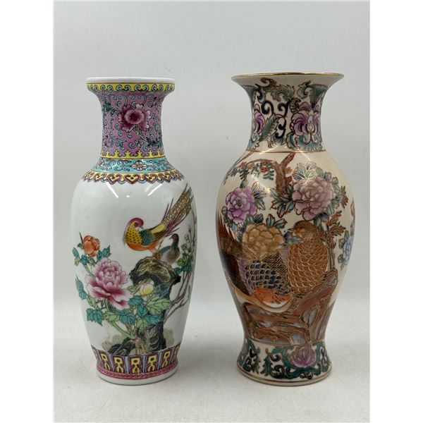 2 Stamped Decorative Asian Vases (1 Satsuma Handmade)