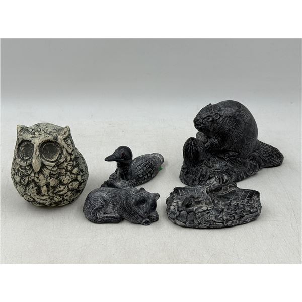 Lot of Hand-Carved Nature Figurines w/ A Wolf Original Made in Canada