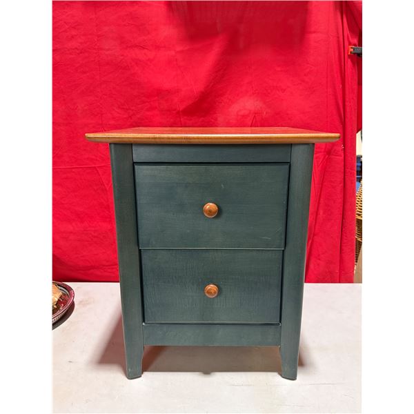 Nadeau Green-Blue & Cherry Finish Two-Drawer Nightstand Made in Canada