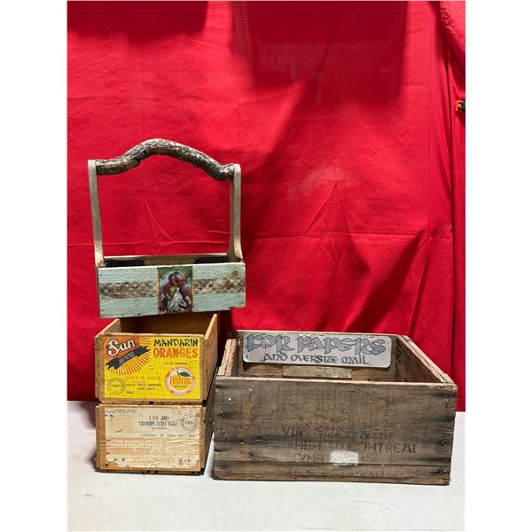 Lot of VTG Wooden Crates & Caddy