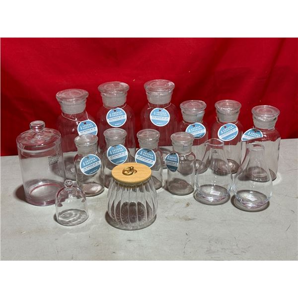 Glassware Lot w/ Anchor Hocking Apothecary Jars, Lidded Cannisters, & More