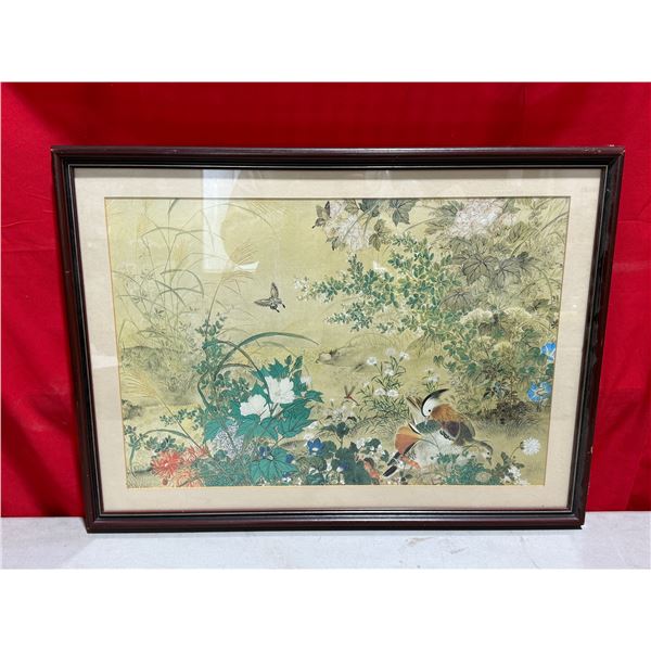 Framed "Mandarin Ducks in Landscape" Print by Anonymous (Early 19th Century)