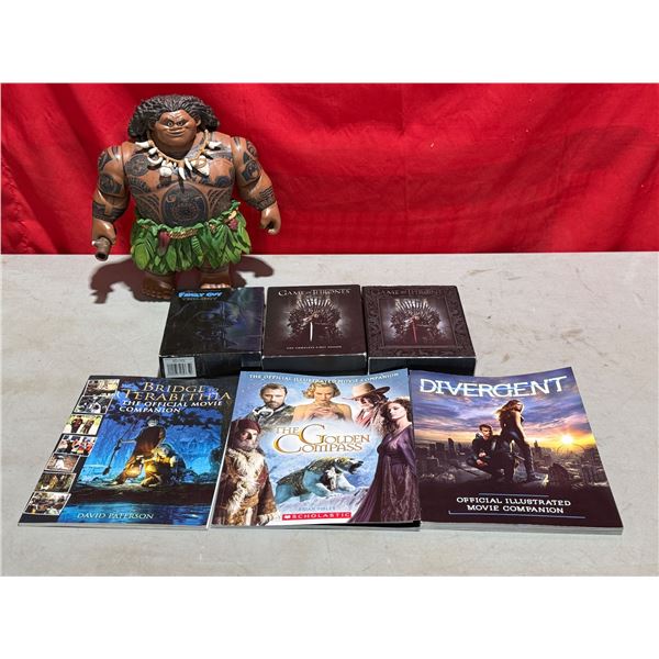 Official Movie Companions, Game of Thrones First Season, Family Guy Trilogy, & Maui Toy