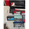 Image 2 : Assorted Tool Lot w/ Socket Sets, Toolbox, Tape Measure, Strap Ties, & More