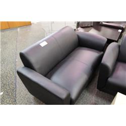 Black Leather Reception Loveseat