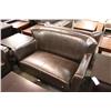Image 2 : Dark Brown Leather Wingback Sofa & Loveseat