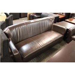 Dark Brown Leather Wingback Sofa & Loveseat