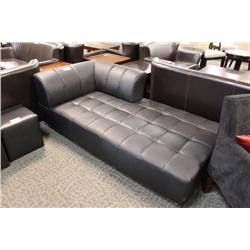 Black Leather Oversized Chaisse Lounge