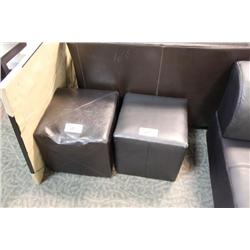 2 Leather Ottomans