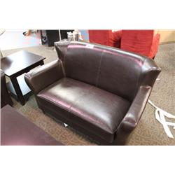 Dark Brown Leather Wingback Loveseat