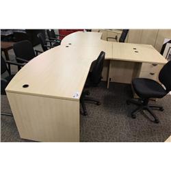 Maple Bow Front L-Shape Executive Desk Rh