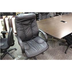 Black Leather Overstuffed Executive Chair