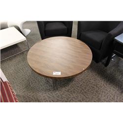 Burled Walnut Round Coffee Table
