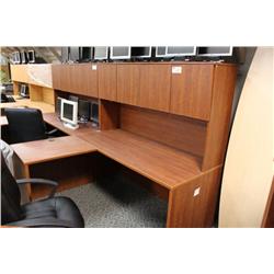 Cherry L-Shaped Executive Desk With Hutch