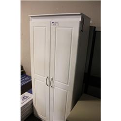 White 2 Door Storage Cabinet With Contents
