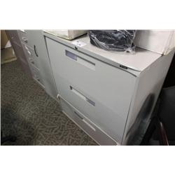 Grey Dented Front 3 Drawer Lateral File Cabinet