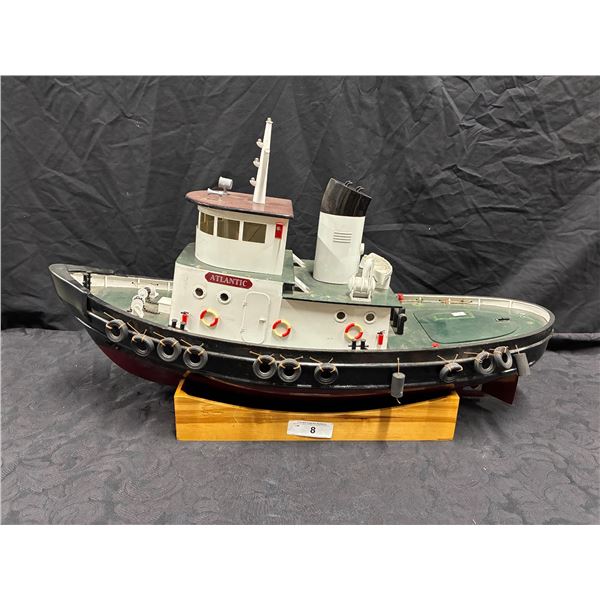 Nicely detailed tugboat model with stand, 30" long