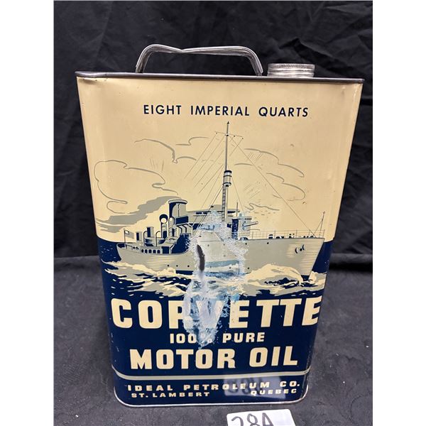 Rare Corvette Motor Oil war ship can, awesome graphics 8 quart